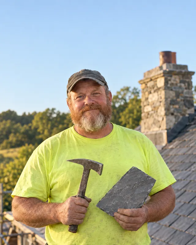 Portrait of Colm Brennan, foreman · slate and heritage crew