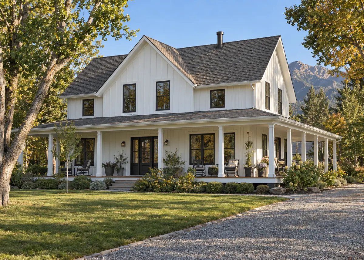 Farmhouse on Orchard Lane with a new roof and deck